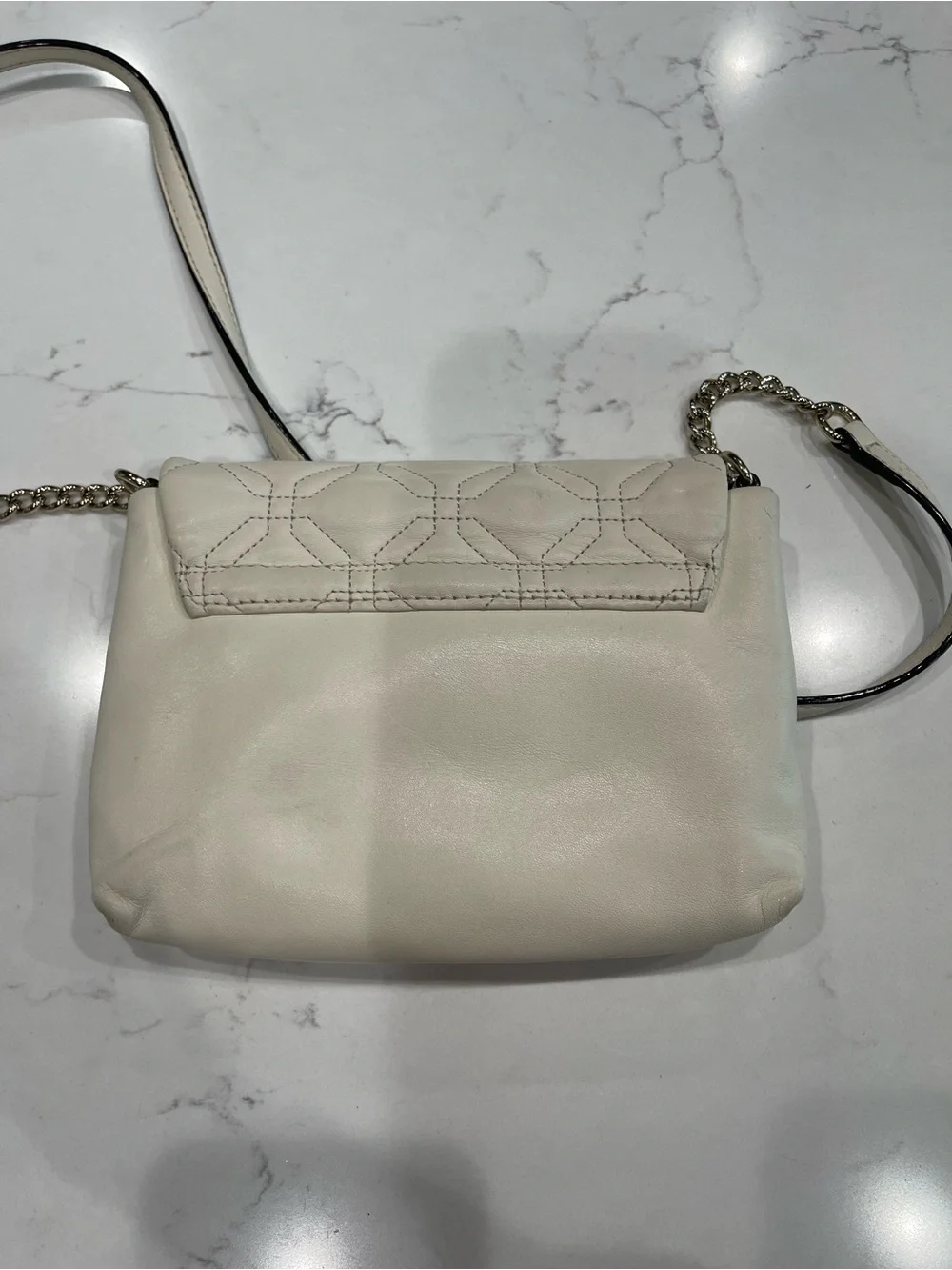 kate spade Cream Quilted Leather Crossbody with Silver-Tone Turnlock